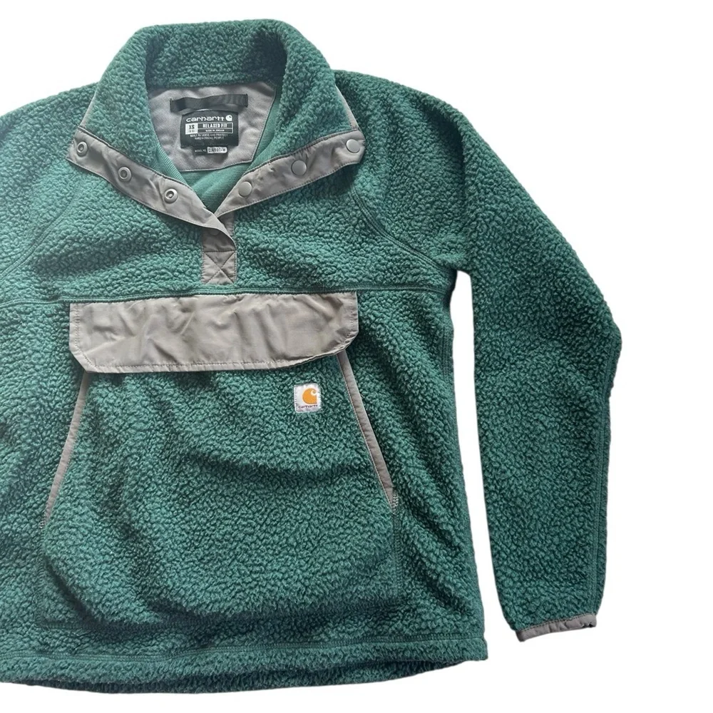 Carhartt WOMEN'S FLEECE PULLOVER RELAXED FIT Size XS Slate Green Heather Utility